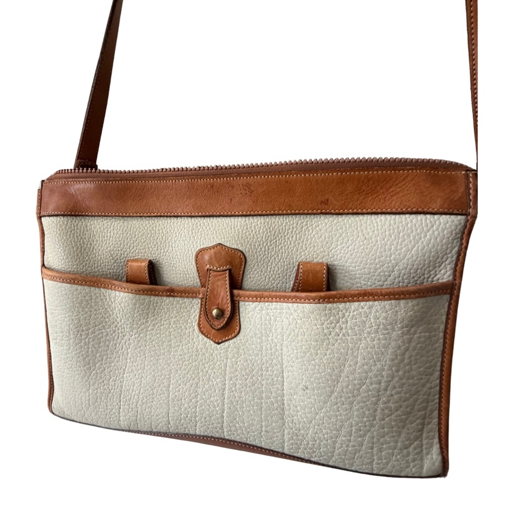 Vintage Dooney & Bourke Cream and Brown Leather Shoulder Bag